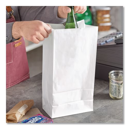 Image of Ross & Wallace Paper Products 120316500PK/BL Grocery Paper Bags, 16# Size, 40# Basis Weight, 7.75" x 4.75" x 16", White, 500/Bundle