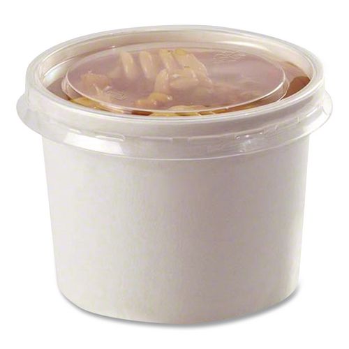 Image of Chinet® 89112 Plastic High Heat Vented Lid, Fits 16 oz to 32 oz Containers, White, 50/Bag, 10 Bags/Carton