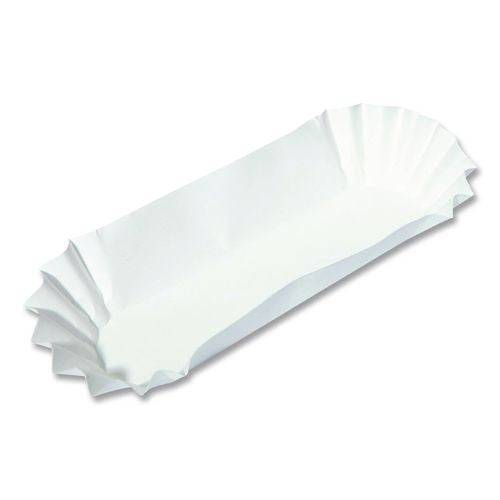 Image of Hoffmaster® 610740 Fluted Hot Dog Trays, 6 x 2 x 2, White, Paper, 500/Sleeve, 6 Sleeves/Carton