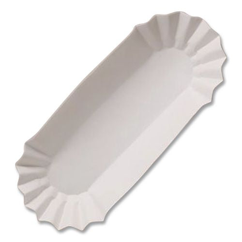 Image of Hoffmaster® 610740 Fluted Hot Dog Trays, 6 x 2 x 2, White, Paper, 500/Sleeve, 6 Sleeves/Carton