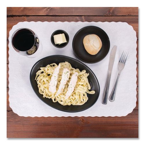 Image of HoffmasterÂ® Scalloped Edge Traymat, Bond Paper, White, 16.63 X 12.75, 1,000/carton