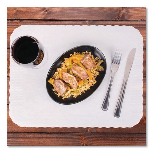Image of HoffmasterÂ® Scalloped Edge Traymat, Bond Paper, White, 16.63 X 12.75, 1,000/carton