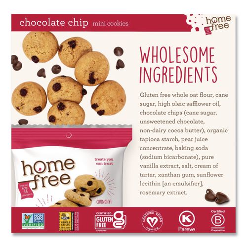 Image of Homefree® LGFMCC30 Gluten Free Chocolate Chip Mini Cookies, 1.1 Oz Pack, 30/carton