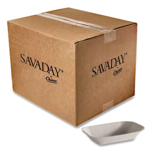 Image of Chinet® 10403 Savaday Molded Fiber Food Tray, 5 x 7, Beige, Paper, 250/Bag, 4 Bags/Carton