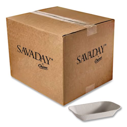 Image of Chinet® 10408 Savaday Molded Fiber Food Tray, 4 x 6, Beige, Paper, 250/Bag, 4 Bags/Carton