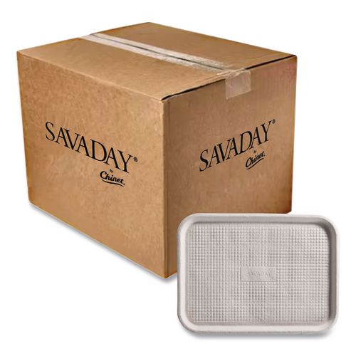 Image of Chinet® 20803 Savaday Molded Fiber Flat Food Tray, 16 x 12, White, Paper, 200/Carton