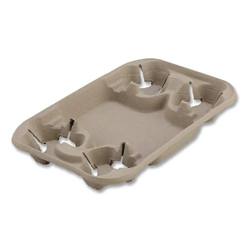 Image of Chinet® 20969 StrongHolder Molded Fiber Cup/Food Tray, 8 oz to 22 oz, Four Cups + Food Tray, Beige, 250/Carton