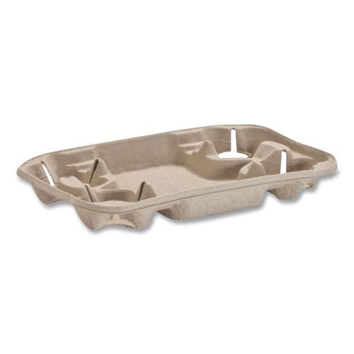 Image of Chinet® 20969 StrongHolder Molded Fiber Cup/Food Tray, 8 oz to 22 oz, Four Cups + Food Tray, Beige, 250/Carton
