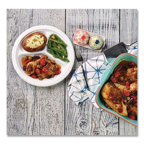 Image of Chinet® 21228 Paper Dinnerware, 3-Compartment Plate, 9.25" Dia, White, 500/carton