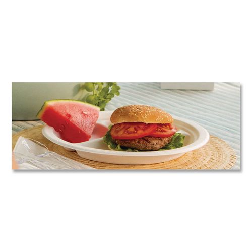 Image of Chinet® 21228 Paper Dinnerware, 3-Compartment Plate, 9.25" Dia, White, 500/carton