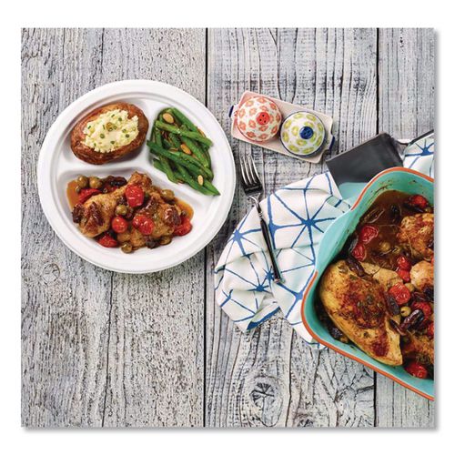 Image of Chinet® 25777 PaperPro Naturals Molded Fiber Dinnerware, Round Plates, 3-Compartment, 10.25" dia, Natural, 125/Pack, 4 Packs/Carton