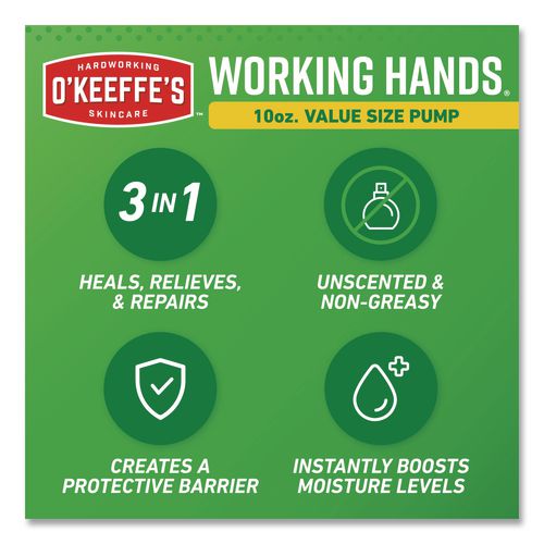 Image of O'Keeffe's® 116639 Working Hands Hand Cream, 10 oz Pump Bottle, Unscented, 2/Carton