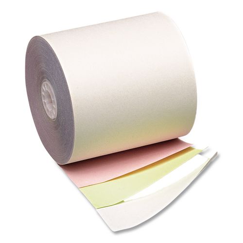 Image of Iconex 9325 Impact Printing Carbonless Paper Rolls, 2.25" X 70 Ft, White/canary, 10/pack