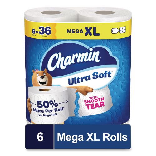 Image of Charmin® 80836618 Ultra Soft Bathroom Tissue, Septic Safe, 2-Ply, White, 312 Sheets/Roll, 18 Rolls/Carton