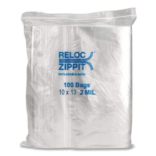 Image of BagCo MGP MGZ2P1013 Zippit Resealable Bags, 2 Mil, 10" X 13", Clear, 1,000/carton