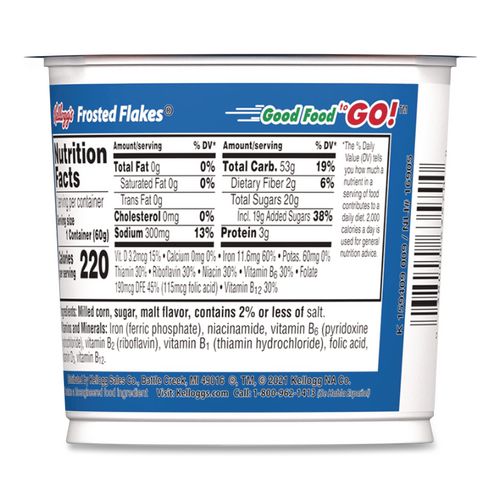 Image of Kellogg's® KEE12468 Breakfast Cereal, Frosted Flakes, Single-Serve 2.1 Oz Cup, 6/box