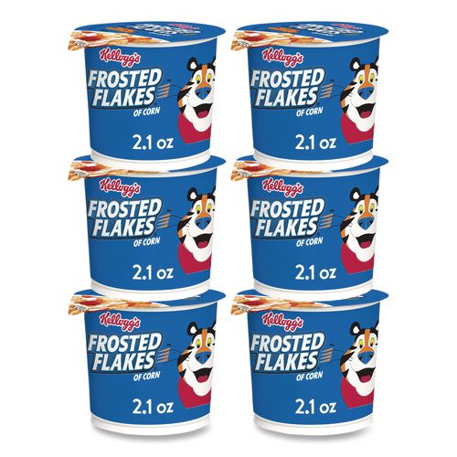 Image of Kellogg's® KEE12468 Breakfast Cereal, Frosted Flakes, Single-Serve 2.1 Oz Cup, 6/box