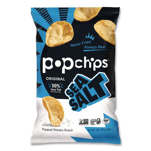 Image of popchips® SMC71100 Potato Chips, Sea Salt Flavor, 0.8 Oz Bag, 24/carton