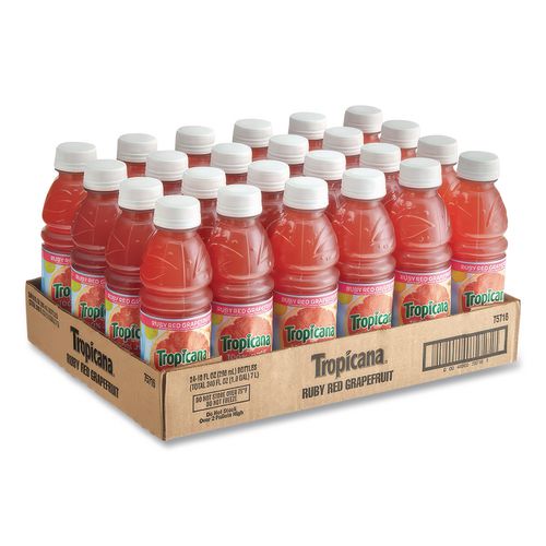 Image of Tropicana® TRO00175 100% Juice, Ruby Red Grapefruit, 10oz Bottle, 24/carton