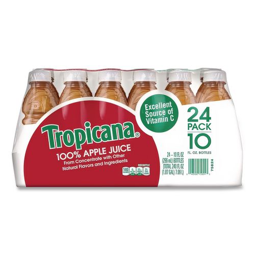 Image of Tropicana® TRO00029 100% Juice, Apple, 10oz Bottle, 24/carton