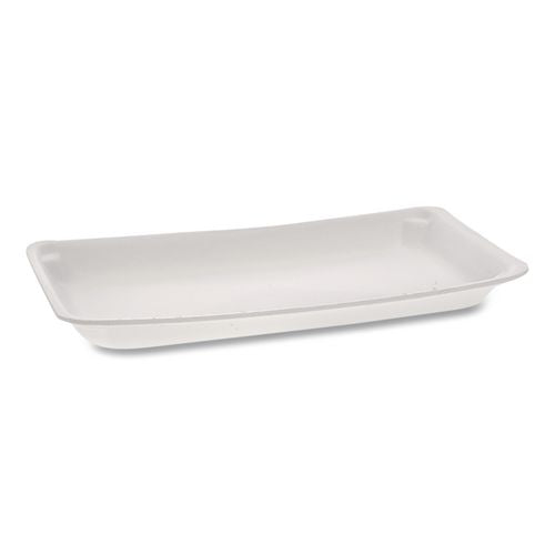 Image of Pactiv Evergreen Supermarket Tray, #10P, 10.75 x 5.5 x 1.2, White, Foam, 400/Carton