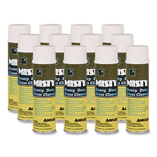 Image of Misty® 1001482 Heavy-Duty Glass Cleaner, Citrus, 19 oz Aerosol Spray, 12/Carton