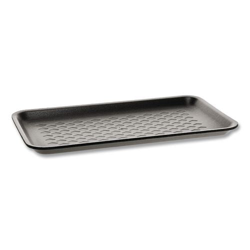 Image of Pactiv Evergreen Supermarket Tray, #10S, 10.88 x 5.88 x 0.69, Black, Foam, 500/Carton