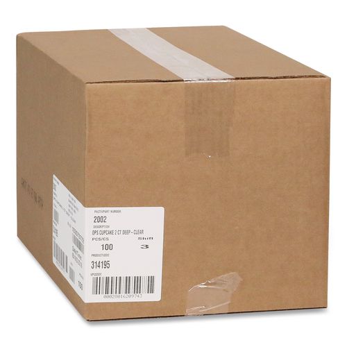 Image of Pactiv Evergreen 000000000000002002 ClearView Bakery Cupcake Container, 2 Compartments, 6.75 x 4 x 4, Clear, Plastic, 100/Carton