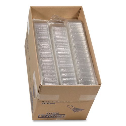 Image of Pactiv Evergreen Y11334 Plastic Hinged Lid Sandwich Container, 3.25 x 6.5 x 3, Clear, 85/Pack, 3 Packs/Carton