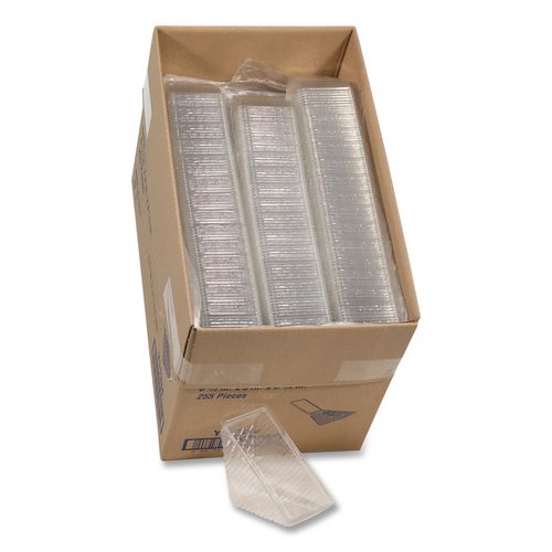 Image of Pactiv Evergreen Y11334 Plastic Hinged Lid Sandwich Container, 3.25 x 6.5 x 3, Clear, 85/Pack, 3 Packs/Carton