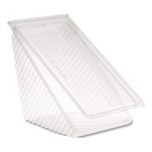 Image of Pactiv Evergreen Y11334 Plastic Hinged Lid Sandwich Container, 3.25 x 6.5 x 3, Clear, 85/Pack, 3 Packs/Carton