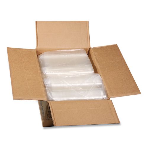 Image of Pactiv Evergreen YCI810490000 ClearView SmartLock Hinged Lid Container, Hoagie Container, 27 oz, 9.3 x 4.5 x 3, Clear, Plastic, 250/Carton