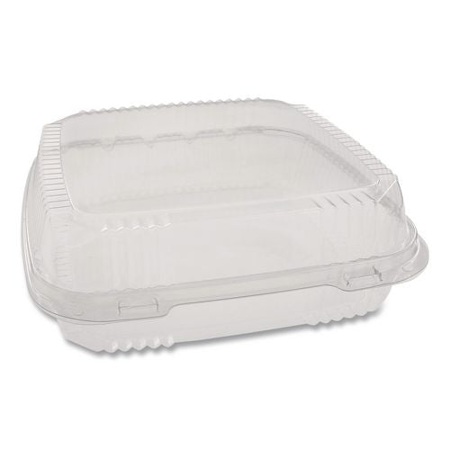 Image of Pactiv Evergreen YCI811100000 ClearView SmartLock Hinged Lid Container, 9.22 x 8.88 x 2.91, Clear, Plastic, 200/Carton