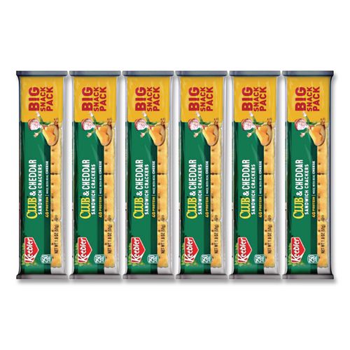 Image of Keebler® KEE21161 Sandwich Cracker, Club And Cheddar, 8 Cracker Snack Pack, 12/box