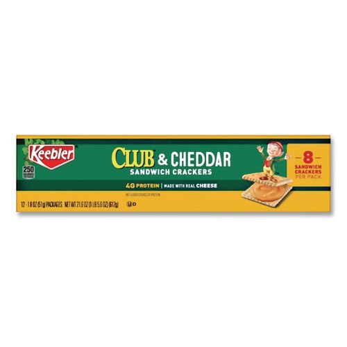 Image of Keebler® KEE21161 Sandwich Cracker, Club And Cheddar, 8 Cracker Snack Pack, 12/box