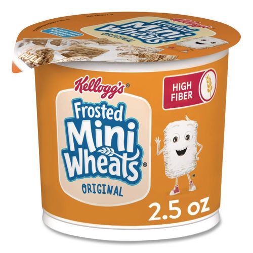 Image of Kellogg's® KEE42798 Breakfast Cereal, Frosted Mini Wheats, Single-Serve 2.5 oz Cup, 6/Box