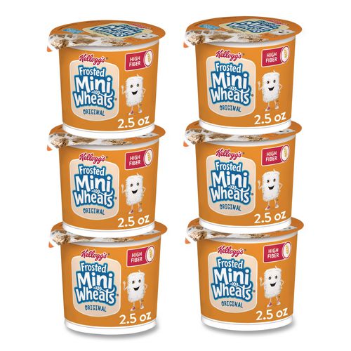 Image of Kellogg's® KEE42798 Breakfast Cereal, Frosted Mini Wheats, Single-Serve 2.5 oz Cup, 6/Box