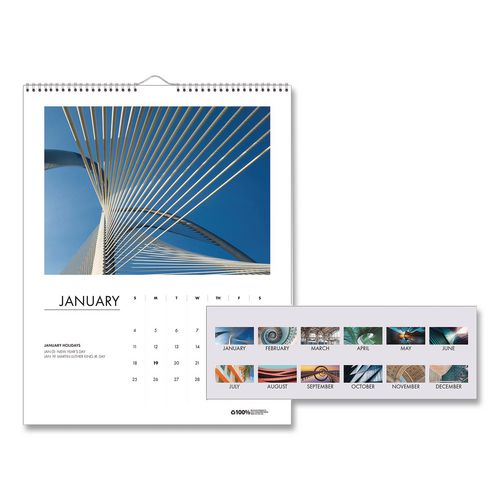 Image of House Of Doolittle 100% Recycled Abstract Architecture Photos Wall Calendar, 14 x 11, White Sheets, 12-Month (Jan-Dec): 2025