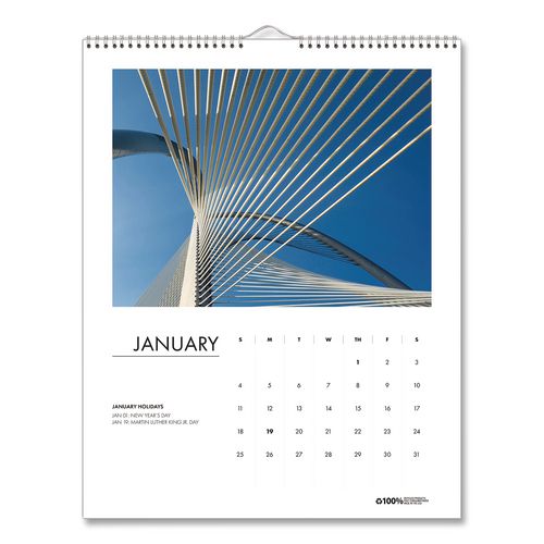 Image of House Of Doolittle 100% Recycled Abstract Architecture Photos Wall Calendar, 14 x 11, White Sheets, 12-Month (Jan-Dec): 2025