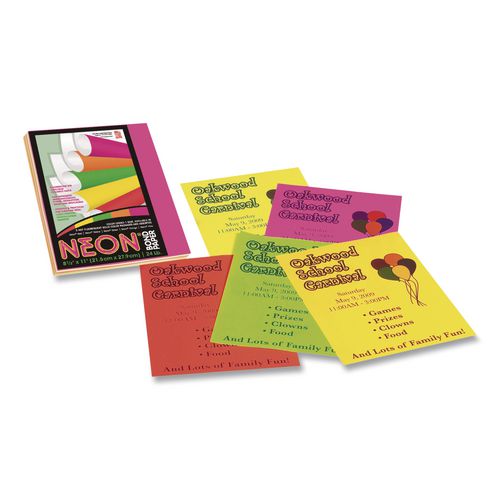Image of Pacon® P104331 Array Colored Bond Paper, 24 lb Bond Weight, 8.5 x 11, Assorted Neon Colors, 100/Pack