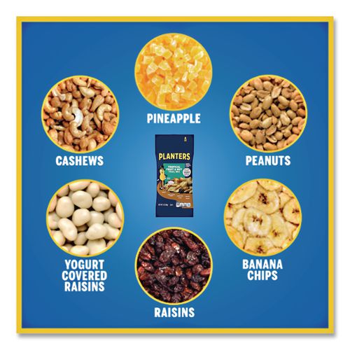 Image of Planters® GEN00260 Trail Mix, Tropical Fruit And Nut, 2 Oz Bag, 72/carton