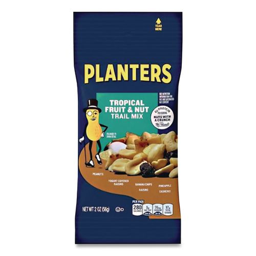 Image of Planters® GEN00260 Trail Mix, Tropical Fruit And Nut, 2 Oz Bag, 72/carton