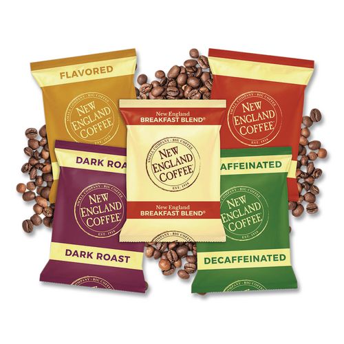 Image of New England® Coffee 026530 Coffee Portion Packs, Hazelnut Creme, 2.5 Oz Pack, 24/box