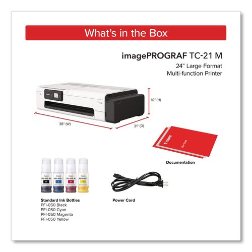 Image of Canon® 7058C002 imagePROGRAF TC-21M, 24" Wireless Wide Format Inkjet Printer