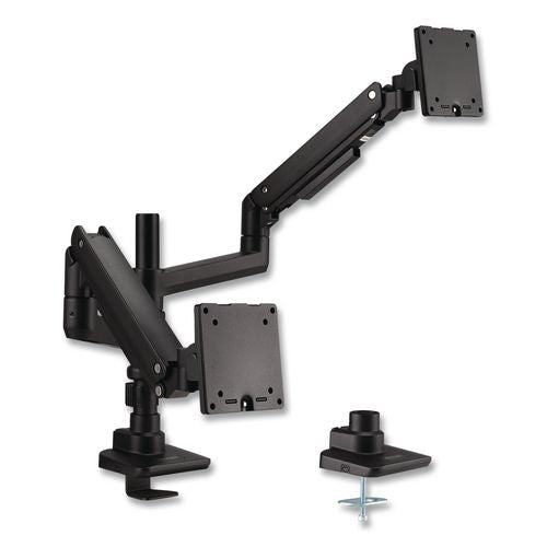 Image of Kensington® SKILCRAFT® Heavy-Duty Fully Articulating Gas-Spring Ergonomic Dual Monitor Arm - 49" - Black - with Laptop Tray, 1 Each