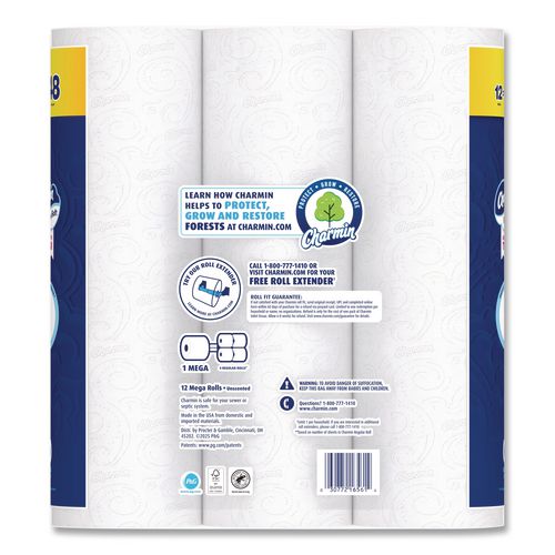 Image of Charmin® 80841801 Ultra Soft Bathroom Tissue, Mega Roll, Septic Safe, 2-Ply, White, 208 Sheets/Roll, 12 Rolls/Pack, 5 Packs/Carton