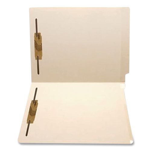 Image of Medical Arts Press® 33064 Heavy-Duty Poly-Reinforced End Tab Fastener Folders, Straight Tab, Expands 1", 2 Fasteners, Letter Size, Manila, 50/Box