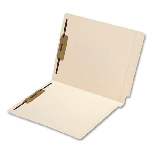 Image of Medical Arts Press® 33064 Heavy-Duty Poly-Reinforced End Tab Fastener Folders, Straight Tab, Expands 1", 2 Fasteners, Letter Size, Manila, 50/Box