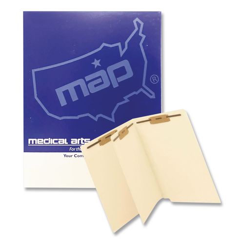 Image of Medical Arts Press® 52353B End Tab Classification Folders, Straight Tab, Expands 0.75", 1 Divider, 4 Fasteners, Letter Size, Manila, 200/Box