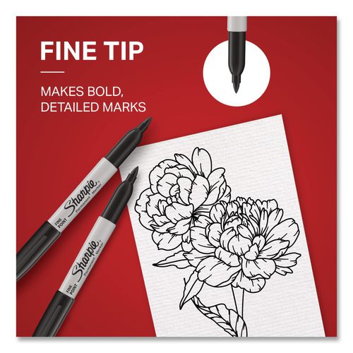 Image of Sharpie® 30665 Fine Tip Permanent Marker, Fine Bullet Tip, Black, 5/pack